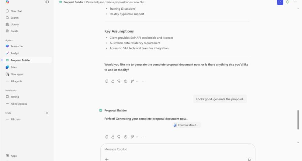 Creating a proposal becomes a short, repeatable process: